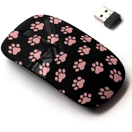 CJCBROES 2.4G Wireless Mouse with Cute Pattern Design for All Laptops and Desktops with Nano Receiver - Animal paw Prints