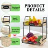 Modesign 2-Tier Fruit Basket for Kitchen, Wooden Fruit Holder for