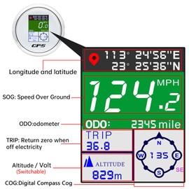 MAIMEIMI GPS Speedometer 85mm 3-3/8" Digital Boat GPS Speedometer Gauge Waterproof MPH Knots Km/h Adjustable for Car Marine Truck Motorcycle 9-32V (White)
