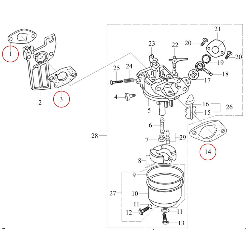 Spare Part Petrol Gasoline Engine Gasket Set Seal Kit for