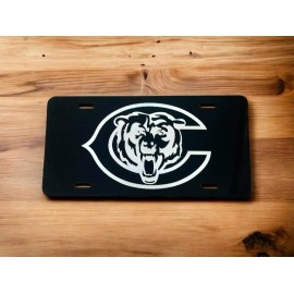 Unbranded Chicago Bears Fan Laser Engraved License Plate Matte Black Metal Car Tag Gift