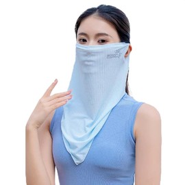 [VEVE & MIKI] Sun Protection Face Cover, UV Face Cover, Neck Guard, Summer, Cool to -5°C, UV Protection Face Mask, UV Protection Face Cover, Yakenu Cool, Ice Light Blue
