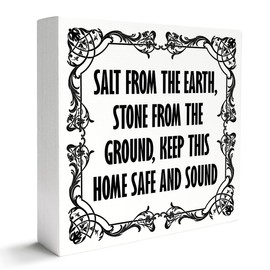 Witches Decor Wooden Box Sign, Witchy Witchcraft Decoration for Home Bedroom Bathroom Mystical Wiccan Table Decor, Safe And Sound, Witchy Gifts for Women Men Friends Girls