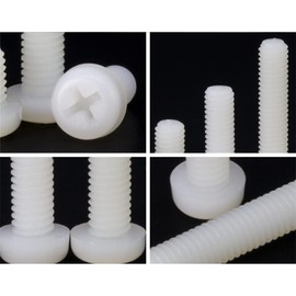 CONPHERON Plastic Screws Phillips Round Head Machine Screws Bolts White Nylon Insulated Screws M6 x 30 mm Pack of 30