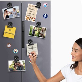 JIEOU Powerful Magnetic Clip, 10 Pieces of Magnetic Clip Powerful Refrigerator Magnet Hook Clip, Heavy Metal Magnet Refrigerator for Home School Freezer Kitchen Refrigerator，Hanging Home Decoration (Black)