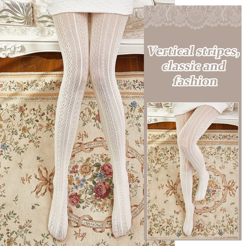 JaGely 3 Pairs Womens Fishnet Hollow Out Knitted Tights Patterned
