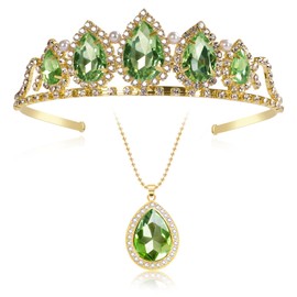 Princess Tiara for Women,Princess Tiana Set Crown and Necklace Birthday Party Prom Costume Accessories Gift