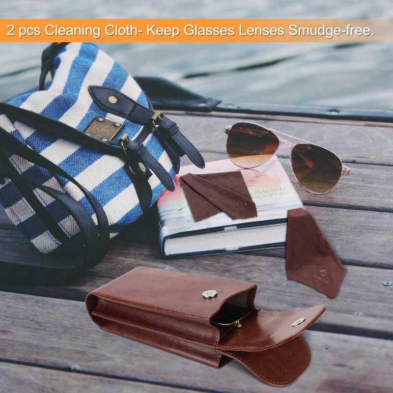 Fintie Double Eyeglass Case with Carabiner Hook, Portable Vegan Leather