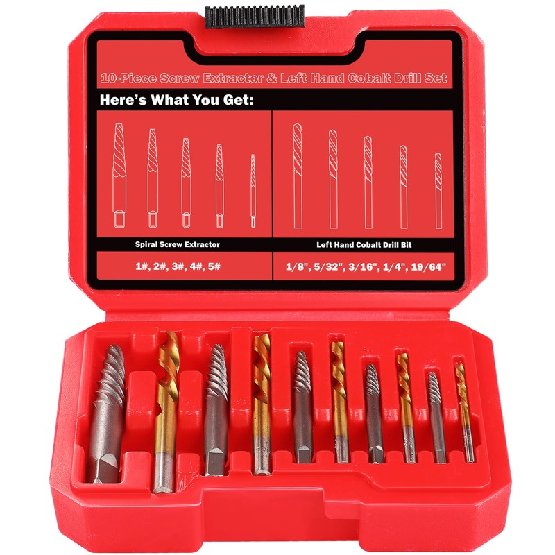 UYECOVE 14 Pieces Screw Extractor Set, Left Hand Drill Bits
