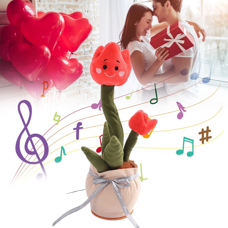 Electronic Dancing Singing Plush Toy Talking Repeating Multifunction Tulip Flower