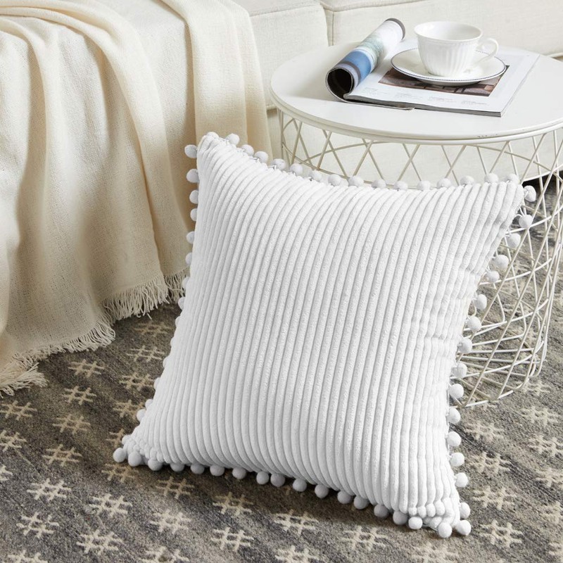 Fancy Homi Set of 2 White Decorative Throw Pillow Covers