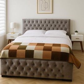 Tommy Lion - Cozy Alpaca Wool Blanket 60x80 in, Handmade Ultra Soft Throw, Queen & Full Size, Boho Colors Parttern. (Brown, FULL)