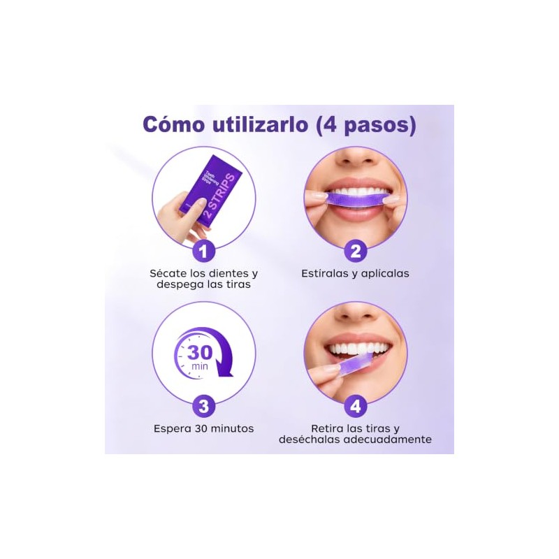 Tiras Blanqueadoras Dentales Moradas Cajas Piezas Totales Eficaz Eliminador Manchas
