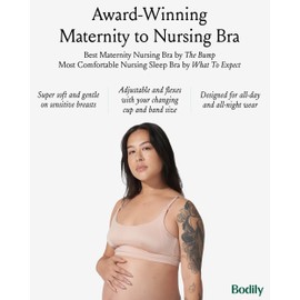 Bodily Everything Bra. Wireless Maternity & Nursing Bra for Breastfeeding & Pregnancy. Comfortable Wire-Free Nursing Bralette for 24/7 Wear. InStyle's Best Maternity Bra. Clay, Large