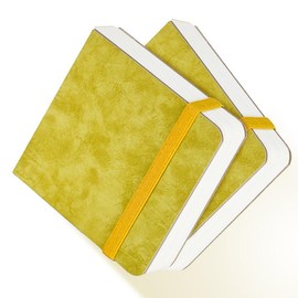 Funto Watercolor Journal 2-Pack, Cold-Pressed 100% Cotton, Pearlescent PU Leather Brown Hard Cover, Removable Elastic Band, Art Supplies for Watercolor & Mixed Media:_Blue-3.9x3.9