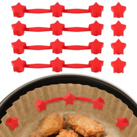 8stk Set Silikon Heißluftfritteuse Magnet, Inklusive 4 Sternförmigen Langen Streifen Backpapier Magnete 4 Sternförmigen Magnetschnallen zum Festhalten von Pergamentpapiereinlagen(Rot)