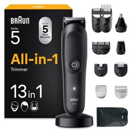 Braun Series 5 All-in-One Grooming Kit for Men, AIO5565, Black - 13-in-1, Ultra Sharp Blade, SkinGuard for Body, Precise & Efficient Trim, AquaGrip for Underwater Use, 120 min Cordless Use