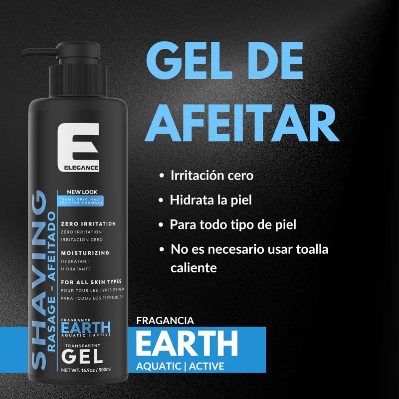 Elegance Shaving Gel Afeitar 500ml Nueva Formula 3 Aromas