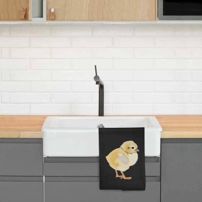 Azeeda 'Easter Chick' Black Cotton Tea Towel/Dish Cloth (TW00046470)