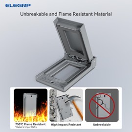 ELEGRP Vertical Outdoor Cover for Decotative Receptacles, Weatherproof Wall Plate, Outdoor Electrical Outlet Cover, Standard Size 1-Gang 4.85” x 2.82”, Thermoplastic, 2 Pack, Grey