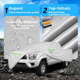 Car Cover for Pickup - Dupont Oxford Full Garage for Pickup, Weatherproof, UV-Resistant, All-Round Protection for All Seasons, Suitable for Common Pickups such as Hilux, Ranger, Navara, Amarok, Grey