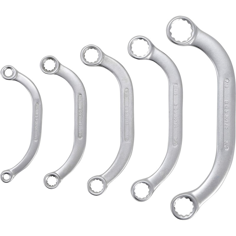 BGS 1222 Obstruction Ring Spanner Set, Silver/Black, 1/4-7/8-Inch, Set of