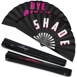 Amyhill Rave Fan 2 Packs Large Folding Hand Fan Festival Fan Bamboo Chinese Iconic Fan with Voice for Men and Women Party Performance, Dance, Decorations, Gift, 13 Inch (Modern Style)