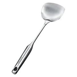 MOZUO Stainless Steel Cooking Spatula, Extra Long Scald Resistant Handle with Hanging Hole Chinese Cooking Spatula
