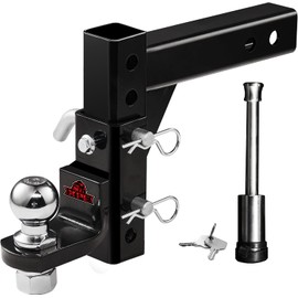 XPE Adjustable Trailer Hitch Ball Mount Fits 2-Inch Receiver, 9-1/2" Drop/ 8-1/4" Rise Drop Hitch, Tow Hitch for Heavy Duty Truck with Stainless Steel Pins and Lock