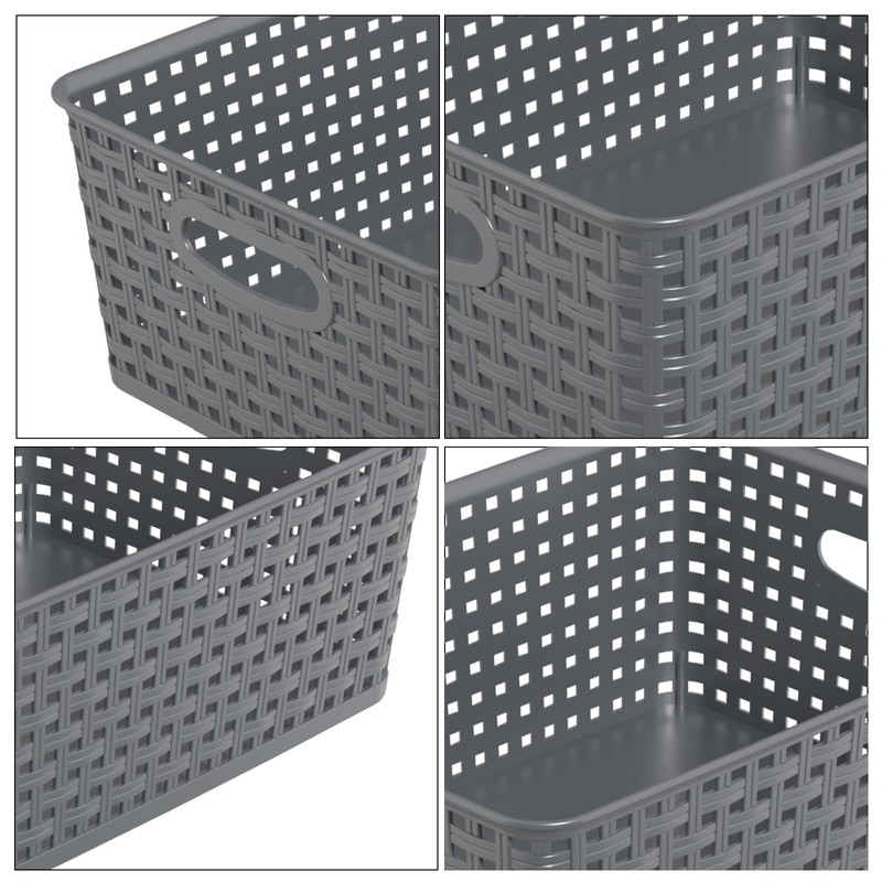 Kekow Paquete de 4 cesta de almacenamiento de plástico gris,