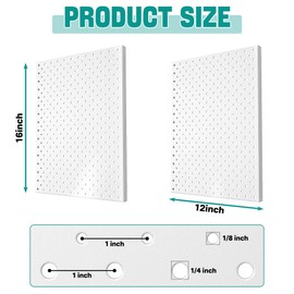 EVERHANGER Metal Pegboard Panels, Heavy Duty Pegboard Wall Organizer, Garage Wall Panels, Tool Storage Organization, 12"X16", 2pcs, White