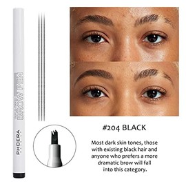AQUAPURITY- PHOERA Triple Tipped Brow Microblading Pen Eyebrow Pen Smudge Proof Long Lasting Waterproof Eyebrow Tattoo Pencil Fine Sketch Liquid Eye Brow Pen (204 Black)