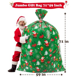 Extra Large Christmas Gift Bags, 2PC 71"X59" Big Giant Gift Bags for Huge Gifts Presents, Oversized XXL Jumbo Holiday Bike Gift Bag, Reusable Christmas Big Wrapping Bags for Furniture, TV, Bicycle