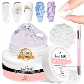 NAILGIL Solid Builder Gel- Fester Builder Gel für Nagellack, Solid Nail Glue Gel 3D Nagelskulptur Gel with Tool Set Salon DIY zu Hause, Clear 60g