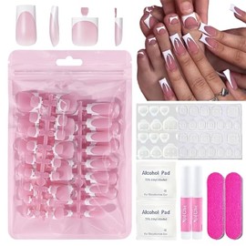 Virellay 60 Pcs French Press on Nails - Französisch Fußnägel Zum Aufkleben