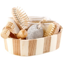 Newgen Medicals Wellness Set: 6-piece Bath Set made from Natural Materials Sauna Accessory