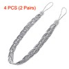 JZK 2 Pairs Silver grey tiebacks for curtains, braided curtain