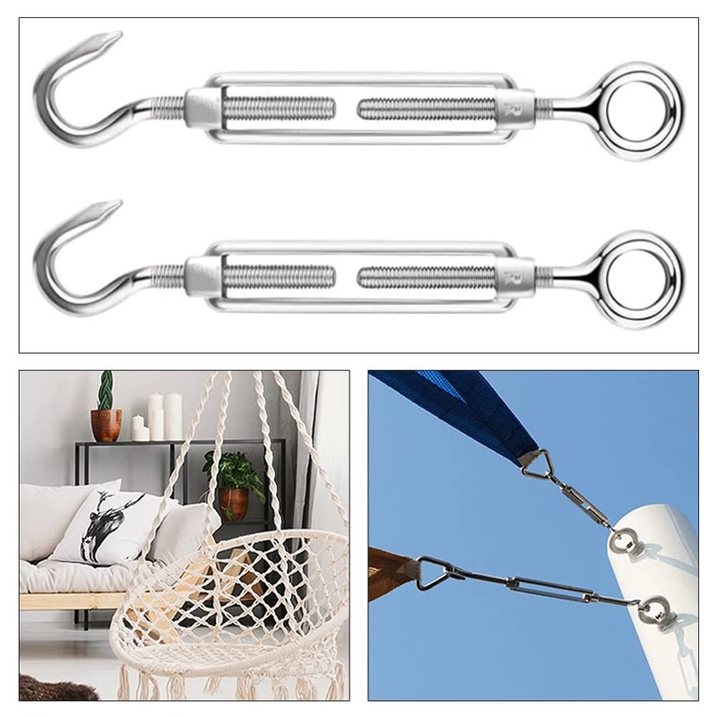 Pack of 6 Turnbuckles, Stainless Steel Wire Buckles, 304 Stainless