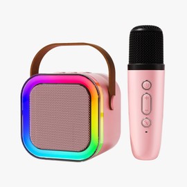 stargo Karaoke Machine for Kids Adults, Portable Mini Bluetooth Speaker with 2 Wireless Microphones, LED Lights, Singing System for Family Home Party, Voice Changer, Boys Girls Karaoke Machine with Speaker