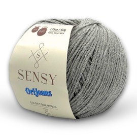 Sensy OriJeans Yarn, Amigurumi Cotton Yarn, Cotton Yarn Crocheting, 60% Cotton, 40% Acrylic, 1.75 oz, 180 Yards, Gauge 2 Fine (Gray)
