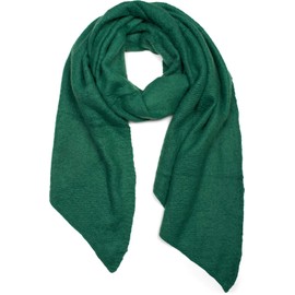 StyleBreaker 01017118 Women’s Soft Monochrome Woven Scarf in Asymmetric Shape, Winter Stole - dark green