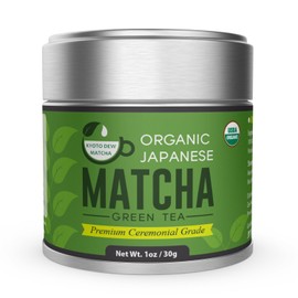 Kyoto Dew Matcha – Organic Premium Ceremonial Grade Japanese Matcha Green Tea Powder – No Fillers, Zero Sugar – USDA & JAS Certified, 30g (1oz) Tin