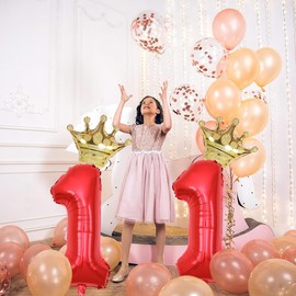 40 Inch Gold Crown Number 11 Balloons, 11th Birthday Balloons for Men Women, Red 11th Celebration Decor Happy 11th Birthday Party,11th Birthday Party Decoration Wedding Anniversary Events Supplies