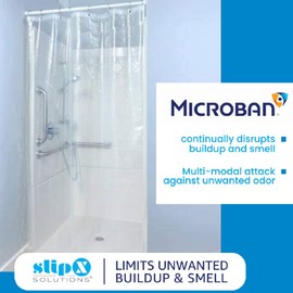 SlipX Solutions Microban-Infused Shower Stall Curtain Liner 54" x 78", Clear