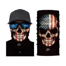 Unbranded Skull U S Flag Neck Gaiter Face Mask Head Band Multi-Use Tube Scarf Face
