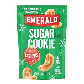 Emerald Nuts Sugar Cookie Flavored Cashews (1-Pack) | 5oz Resealable Bag | Kosher Dairy Certified, Non-GMO, Contains No Artificial Preservatives, Flavors or Synthetic Colors