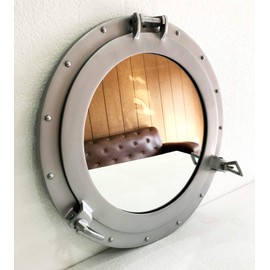 11.5" Mirror Porthole Silver Powder Coated Finish Wall Hanging Nautical Home Decorative