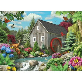 Bits and Pieces - 500 Piece Jigsaw Puzzle for Adults - Country Mill - Wildlife Stream 500 pc Jigsaw by Artist Alan Giana