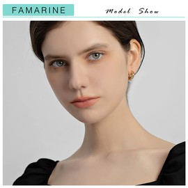 FAMARINE Gold Small Hoop Earrings for Women 5/8", Huggie Hoops Earrings for Men, 14K Gold Plated