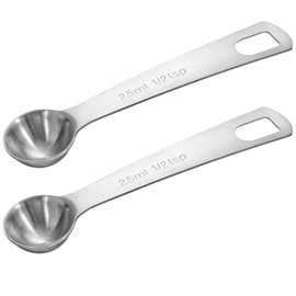 2 PCS Measuring Spoons Tablespoon Measuring Spoon 1/6 Tbsp (1/2 tsp | 2.5 ml | 2.5 cc | 1/12 oz) Mini Spoons Stainless Steel Measuring Spoons for Kitchen Cooking Spoon(Silver)
